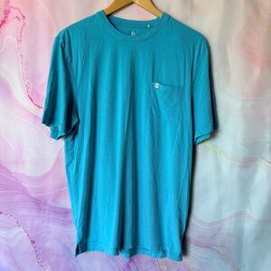 tasc M Blue Crew Neck Pocket Tee Classic Short Sleeve T-Shirt Top Sporty Preppy
